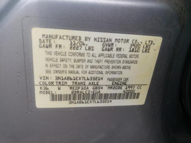 Photo 10 from auction – 2007 NISSAN SENTRA 2.0 with VIN 3N1AB61EX7L633214