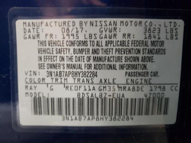 Photo 10 from auction – 2017 NISSAN SENTRA S with VIN 3N1AB7AP8HY382284