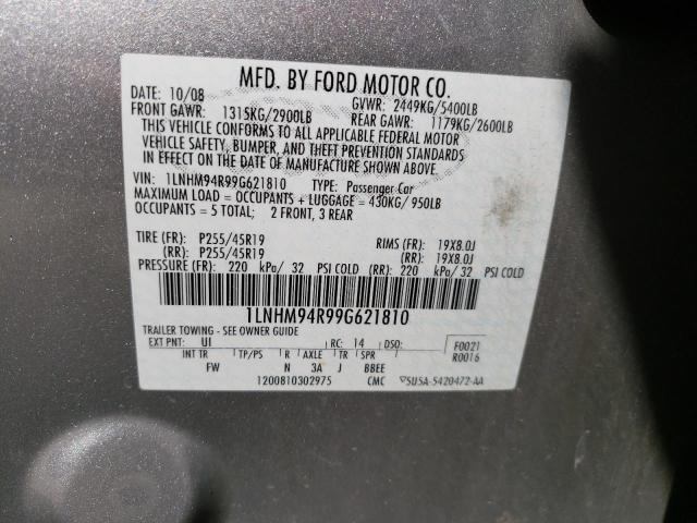 Photo 10 from auction – 2009 LINCOLN MKS with VIN 1LNHM94R99G621810