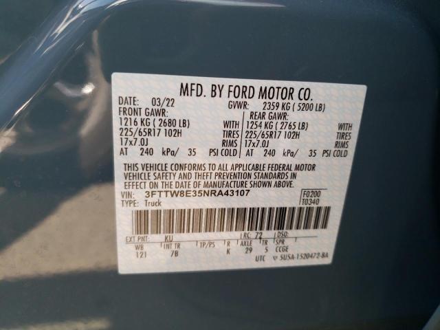 Photo 10 from auction – 2022 FORD MAVERICK X with VIN 3FTTW8E35NRA43107