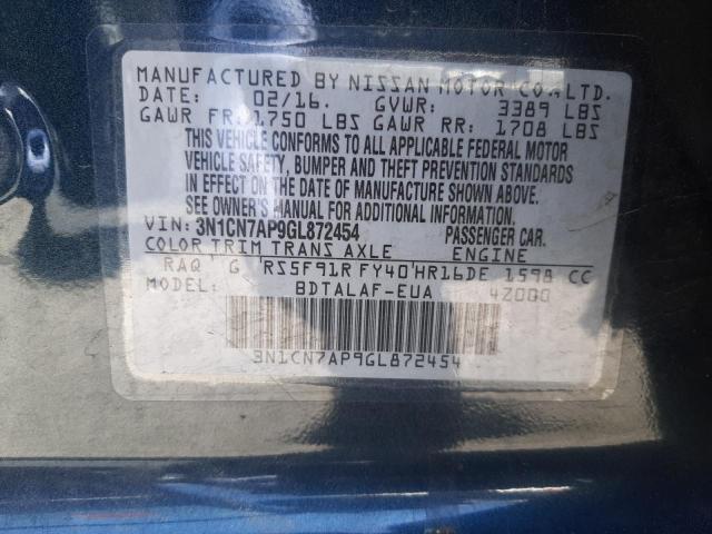 Photo 10 from auction – 2016 NISSAN VERSA S with VIN 3N1CN7AP9GL872454