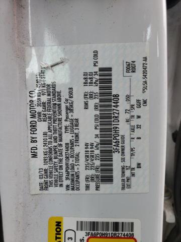 Photo 10 from auction – 2013 FORD FUSION SE with VIN 3FA6P0H91DR274408