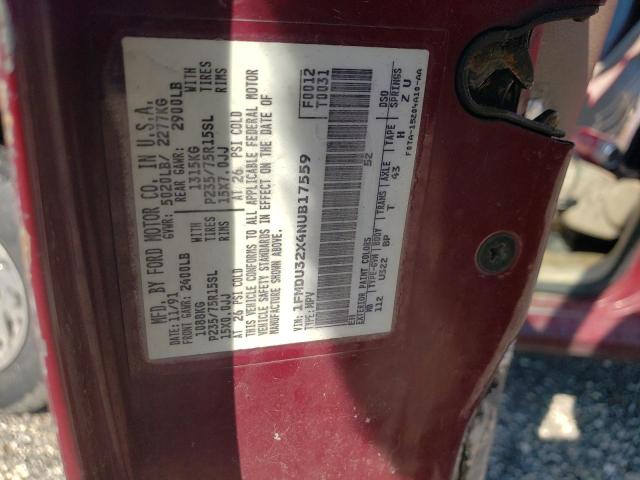 Photo 10 from auction – 1992 FORD EXPLORER with VIN 1FMDU32X4NUB17559