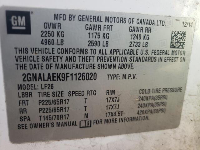 Photo 10 from auction – 2015 CHEVROLET EQUINOX LS with VIN 2GNALAEK9F1126020