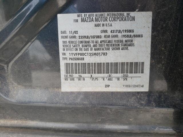 Photo 10 from auction – 2003 MAZDA 6 I with VIN 1YVFP80C135M01783