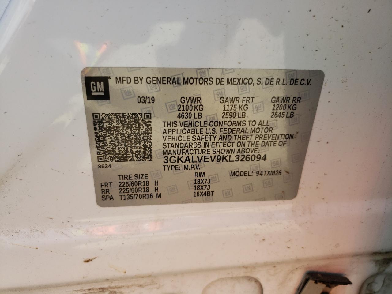 Photo 10 from auction – 2019 GMC TERRAIN SL with VIN 3GKALVEV9KL326094