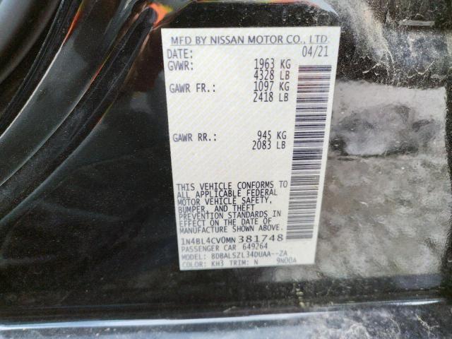 Photo 10 from auction – 2021 NISSAN ALTIMA SR with VIN 1N4BL4CV0MN381748