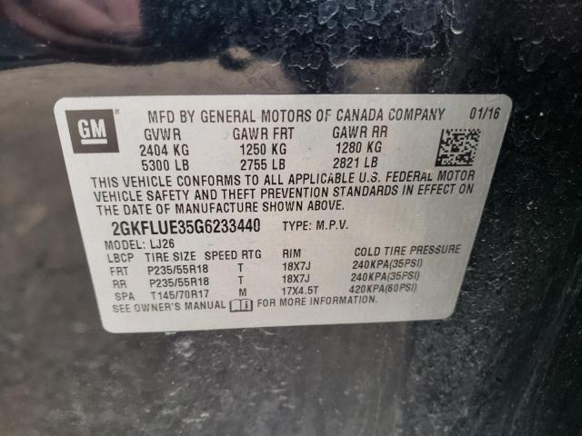 Photo 10 from auction – 2016 GMC TERRAIN SL with VIN 2GKFLUE35G6233440