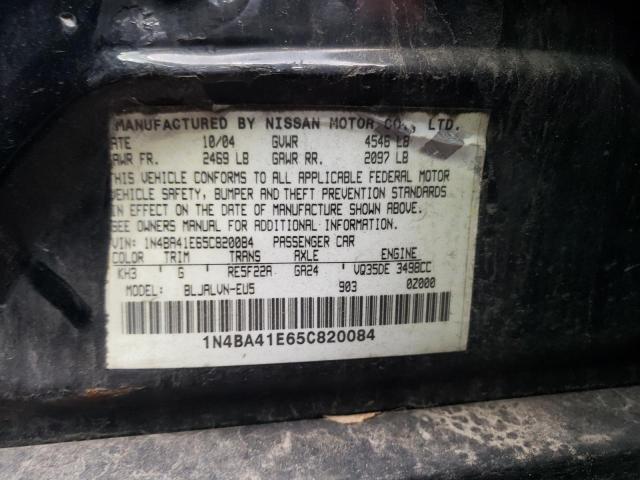 NISSAN MAXIMA SE 2005 with VIN 1N4BA41E65C820084 - Photo from auction