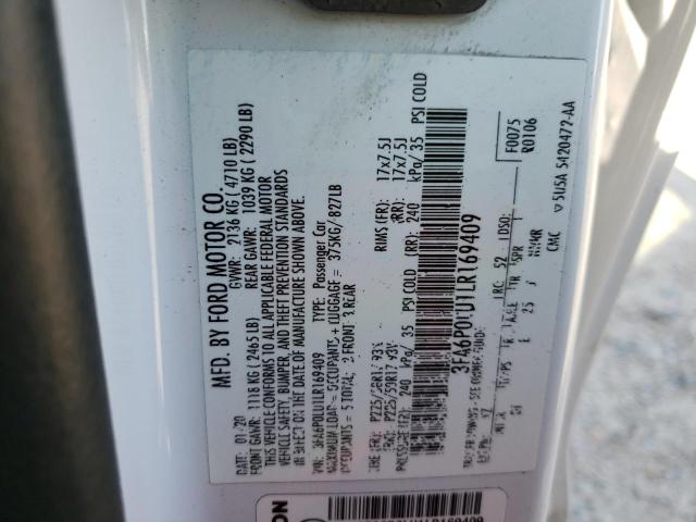 Photo 10 from auction – 2020 FORD FUSION SE with VIN 3FA6P0LU1LR169409