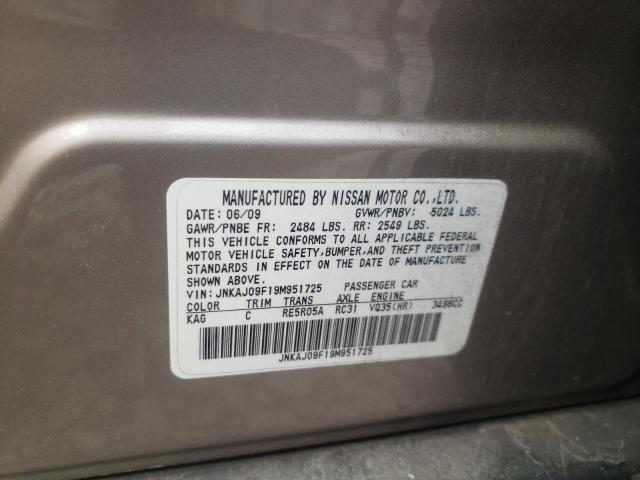 Photo 10 from auction – 2009 INFINITI EX35 BASE with VIN JNKAJ09F19M951725