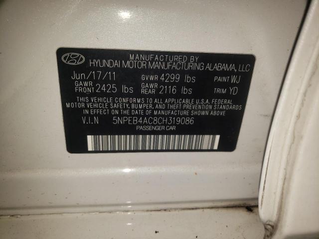 Photo 10 from auction – 2012 HYUNDAI SONATA GLS with VIN 5NPEB4AC8CH319086