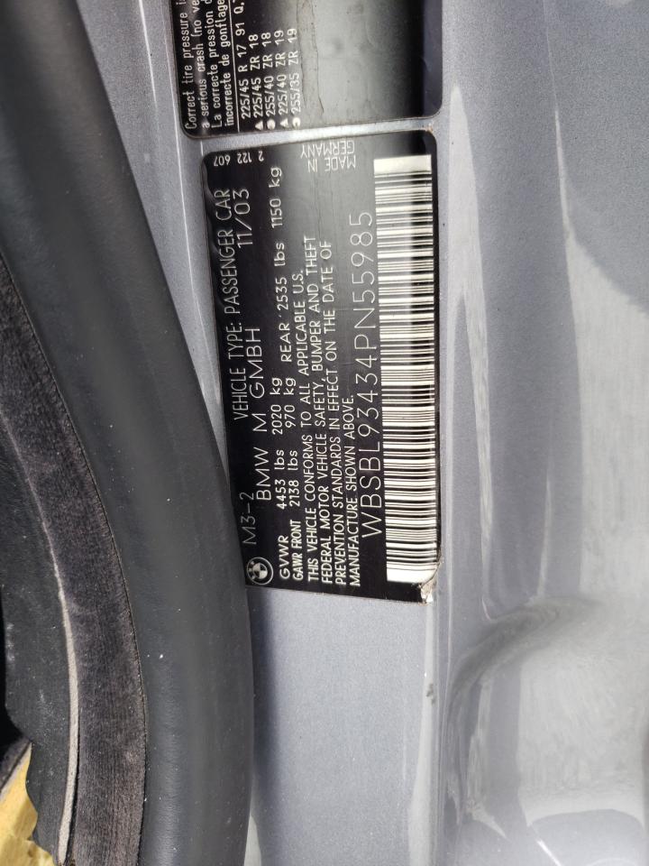 Photo 10 from auction – 2004 BMW M3 with VIN WBSBL93434PN55985