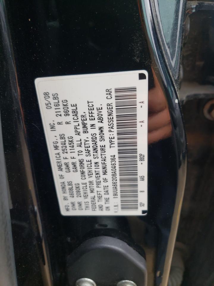 Photo 10 from auction – 2008 ACURA TL with VIN 19UUA66208A046364