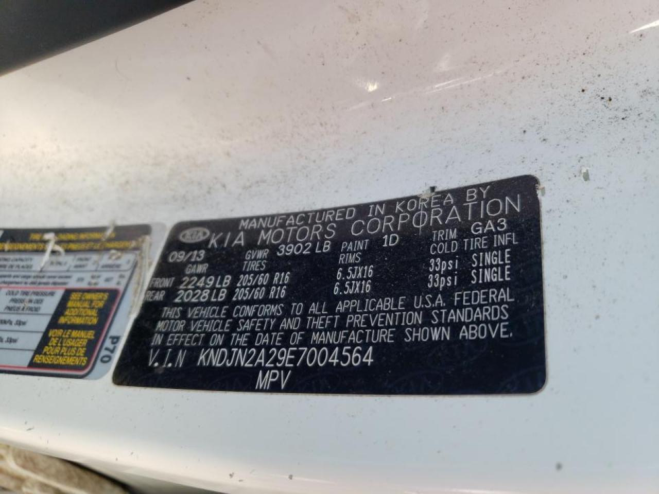 Photo 10 from auction – 2014 KIA SOUL with VIN KNDJN2A29E7004564