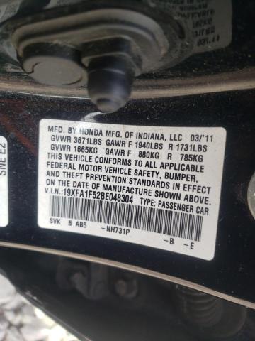 Photo 10 from auction – 2011 HONDA CIVIC LX with VIN 19XFA1F52BE048304