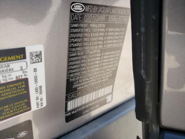 Photo 10 from auction – 2021 LAND ROVER RANGE ROVE with VIN SALWG2SU1MA783498