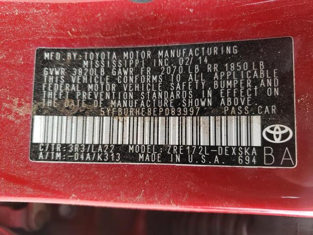 Photo 10 from auction – 2014 TOYOTA COROLLA L with VIN 5YFBURHE8EP083997