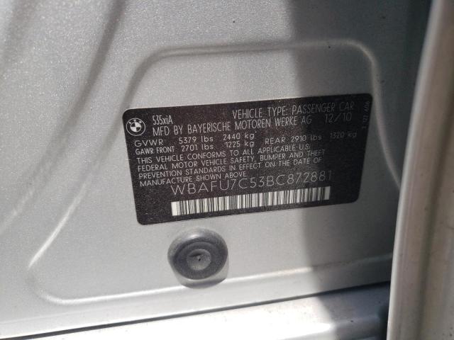 Photo 10 from auction – 2011 BMW 535 XI with VIN WBAFU7C53BC872881
