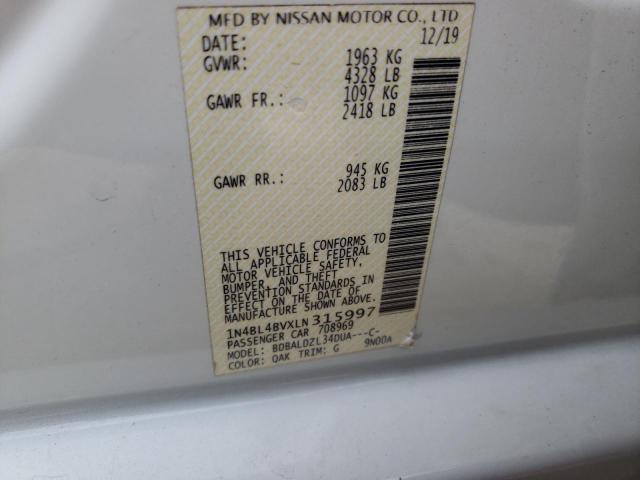Photo 10 from auction – 2020 NISSAN ALTIMA S with VIN 1N4BL4BVXLN315997