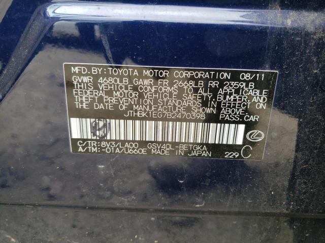 Photo 10 from auction – 2011 LEXUS ES 350 with VIN JTHBK1EG7B2470398