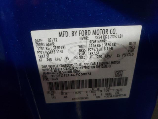 Photo 10 from auction – 2012 FORD F150 SUPER with VIN 1FTFX1EF4CFC58273