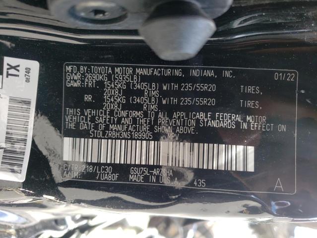 Photo 10 from auction – 2022 TOYOTA HIGHLANDER with VIN 5TDLZRBH3NS189905