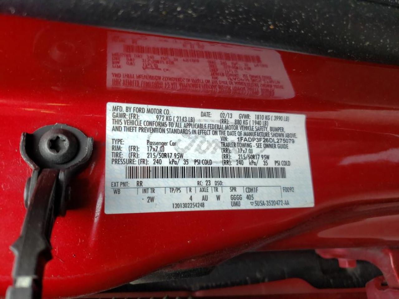 Photo 10 from auction – 2013 FORD FOCUS SE with VIN 1FADP3F26DL275079