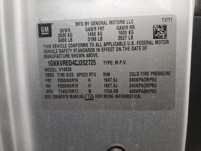 Photo 10 from auction – 2012 GMC ACADIA SLT with VIN 1GKKVRED4CJ202725