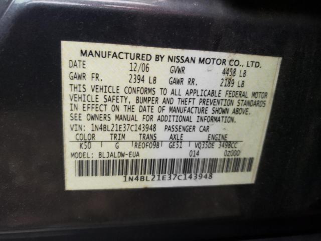 Photo 10 from auction – 2007 NISSAN ALTIMA 3.5 with VIN 1N4BL21E37C143948