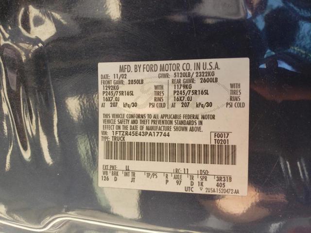 Photo 10 from auction – 2003 FORD RANGER SUP with VIN 1FTZR45E43PA17744