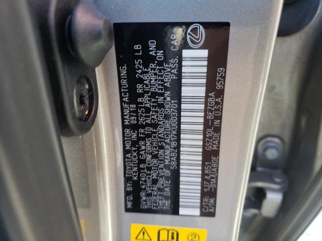 Photo 10 from auction – 2019 LEXUS ES 350 with VIN 58ABZ1B17KU003701
