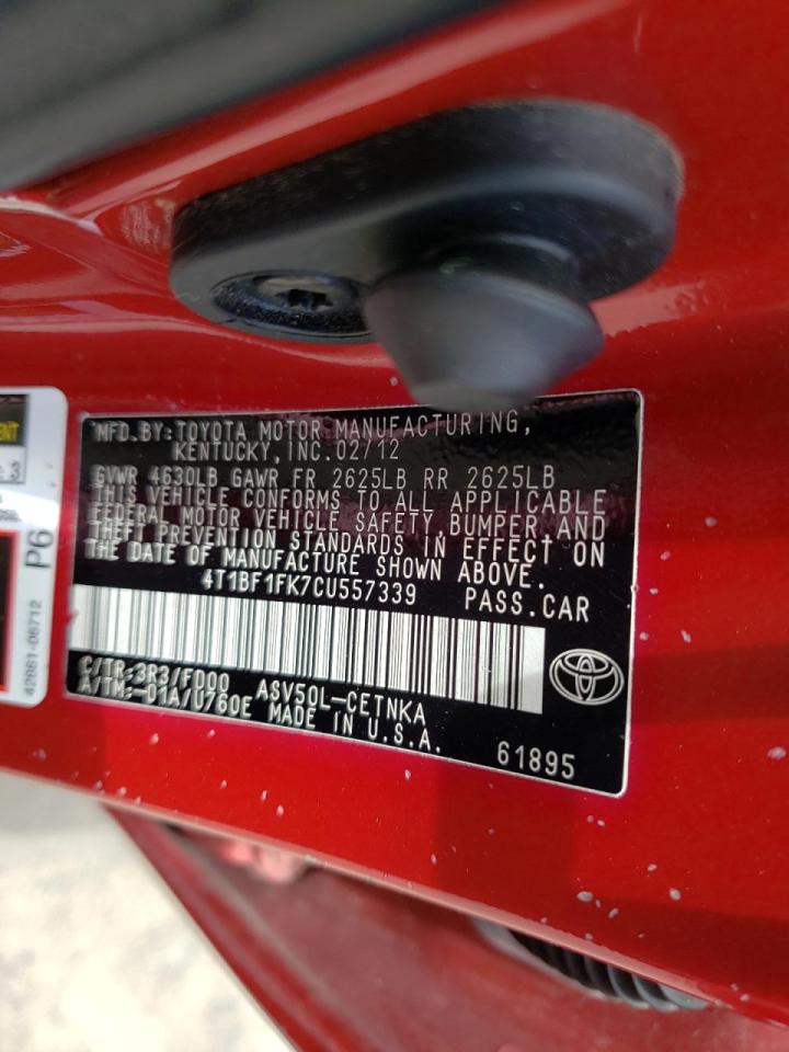 Photo 10 from auction – 2012 TOYOTA CAMRY BASE with VIN 4T1BF1FK7CU557339