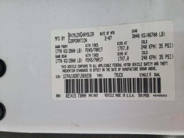 Photo 10 from auction – 2007 DODGE RAM 1500 S with VIN 1D7HU18287J580238