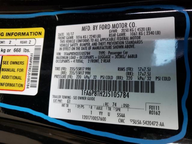 Photo 10 from auction – 2018 FORD MUSTANG with VIN 1FA6P8TH2J5105784