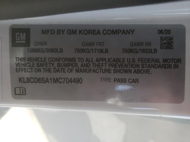 Photo 10 from auction – 2021 CHEVROLET SPARK 1LT with VIN KL8CD6SA1MC704490