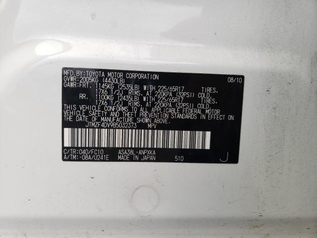Photo 10 from auction – 2011 TOYOTA RAV4 with VIN JTMZF4DV9B5032373