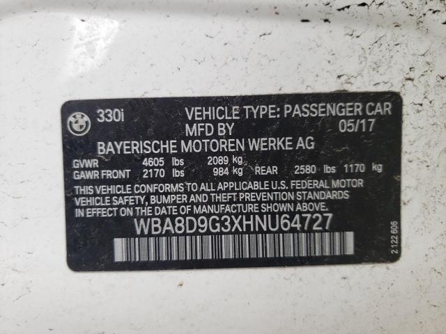 Photo 10 from auction – 2017 BMW 330 XI with VIN WBA8D9G3XHNU64727