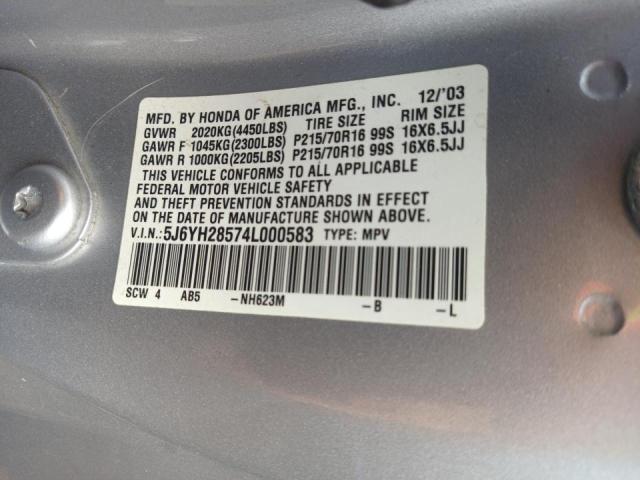 Photo 10 from auction – 2004 HONDA ELEMENT EX with VIN 5J6YH28574L000583