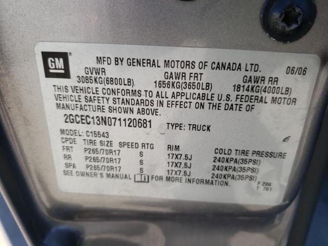 Photo 10 from auction – 2007 CHEVROLET SILVERADO with VIN 2GCEC13N071120681