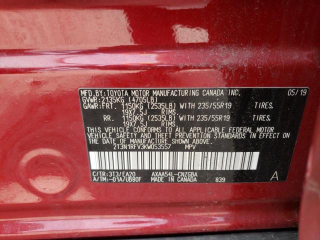 Photo 10 from auction – 2019 TOYOTA RAV4 LIMIT with VIN 2T3N1RFV3KW053557
