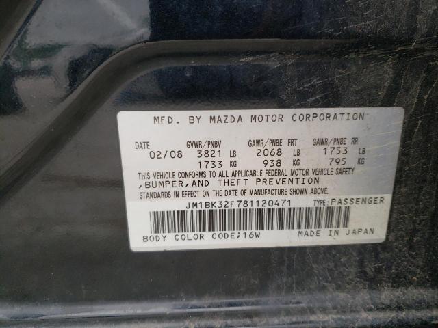 Photo 10 from auction – 2008 MAZDA MAZDA3 I with VIN JM1BK32F781120471
