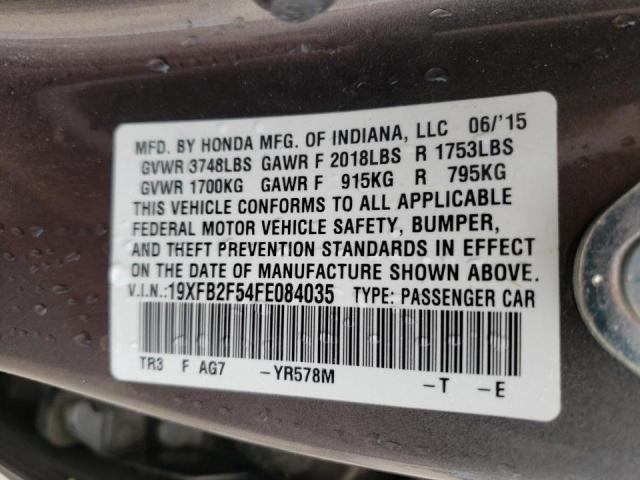 Photo 10 from auction – 2015 HONDA CIVIC LX with VIN 19XFB2F54FE084035