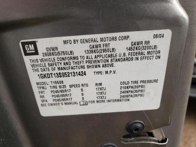 Photo 10 from auction – 2005 GMC ENVOY with VIN 1GKDT13S952131424