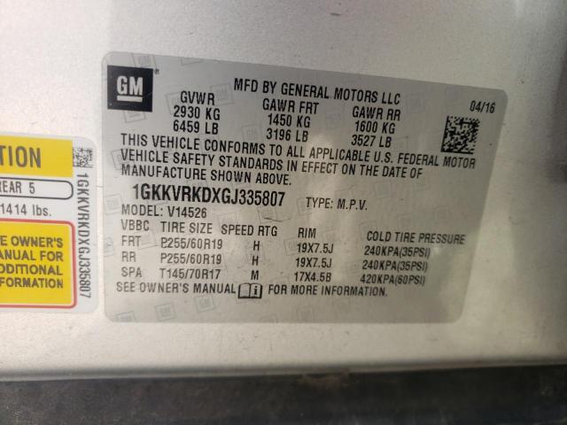 Photo 10 from auction – 2016 GMC ACADIA SLT with VIN 1GKKVRKDXGJ335807