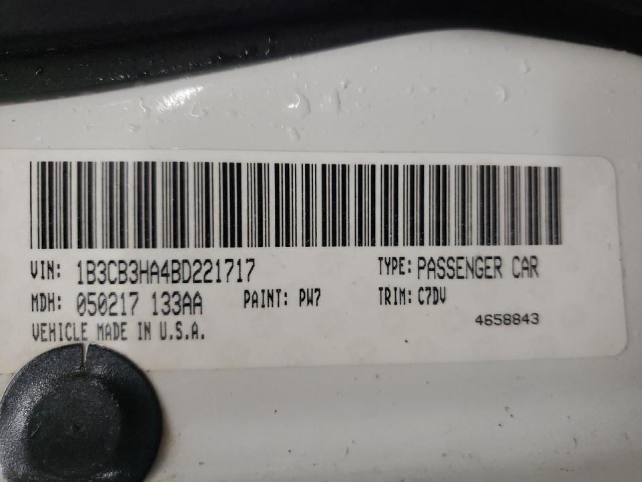 Photo 10 from auction – 2011 DODGE CALIBER MA with VIN 1B3CB3HA4BD221717