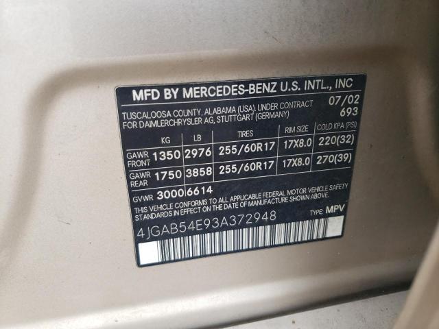 Photo 10 from auction – 2003 MERCEDES-BENZ ML 320 with VIN 4JGAB54E93A372948