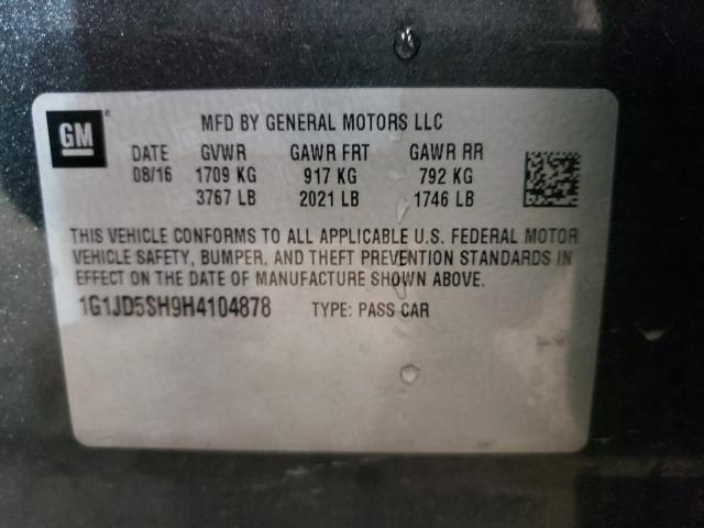 Photo 10 from auction – 2017 CHEVROLET SONIC LT with VIN 1G1JD5SH9H4104878