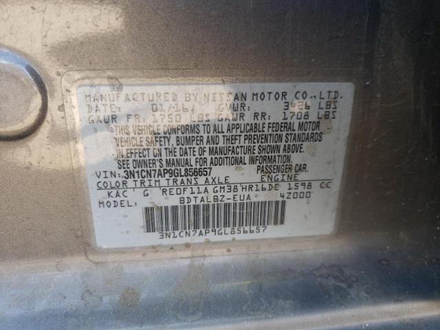 Photo 10 from auction – 2016 NISSAN VERSA with VIN 3N1CN7AP9GL856657