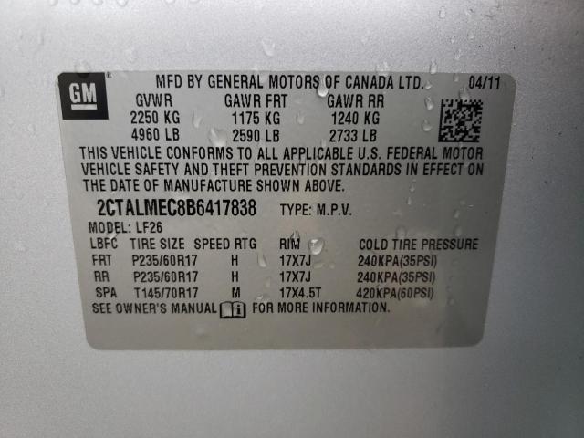 Photo 10 from auction – 2011 GMC TERRAIN SL with VIN 2CTALMEC8B6417838